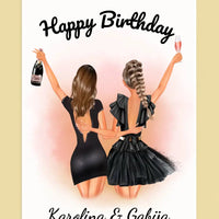 Personalizuota gimtadienio merginos iliustraciją, plakatas su rėmeliu  Poster -  dovanokis.lt