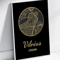 Personalizuotas auksinis, sidabrinis, bronzinis plakatas su jūsų buvimo vieta  Poster -  dovanokis.lt