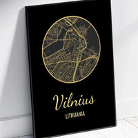 Personalizuotas auksinis, sidabrinis, bronzinis plakatas su jūsų buvimo vieta  Poster -  dovanokis.lt