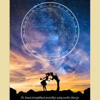 Personalizuotas žvaigždžių žemėlapis, plakatas su rėmeliu, su Meilės istorijos pasirinktu siluetu  Poster -  dovanokis.lt