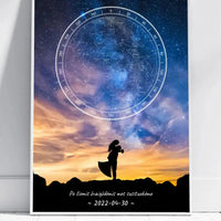 Personalizuotas žvaigždžių žemėlapis, plakatas su rėmeliu, su vestuvių dienos pasirinktu siluetu  Poster -  dovanokis.lt