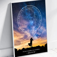 Personalizuotas žvaigždžių žemėlapis, plakatas su rėmeliu, su vestuvių dienos pasirinktu siluetu  Poster -  dovanokis.lt