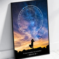 Personalizuotas žvaigždžių žemėlapis, plakatas su rėmeliu, su vestuvių dienos pasirinktu siluetu  Poster -  dovanokis.lt