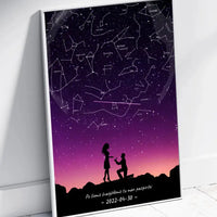 Personalizuotas viso spektro žvaigždžių žemėlapis, plakatas su rėmeliu, su santuokos silueto pasirinkimu  Poster -  dovanokis.lt