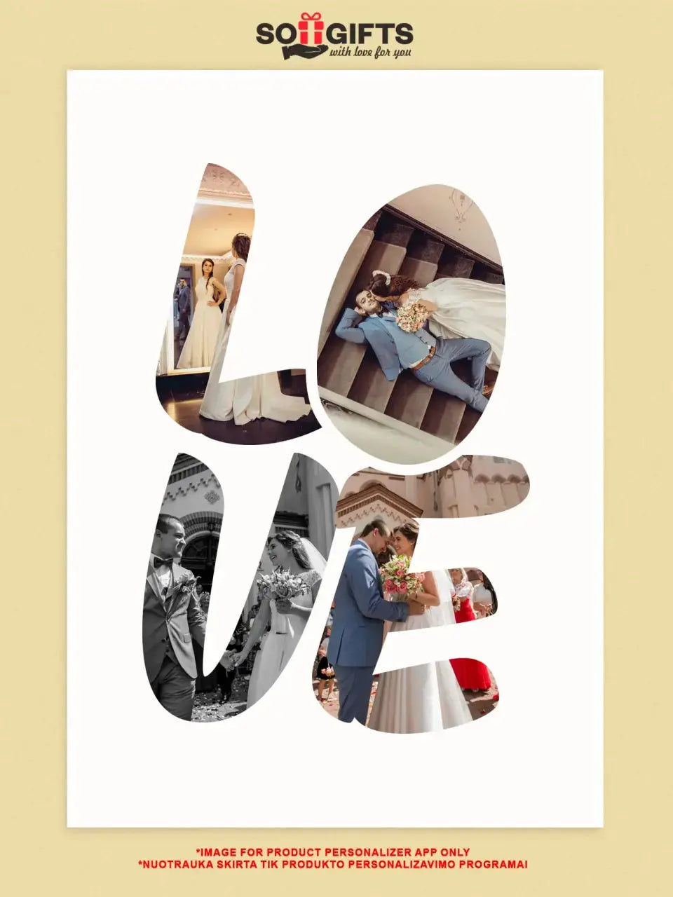 Didelės Love raides ant drobės su jūsų nuotraukomis  Drobe -  dovanokis.lt