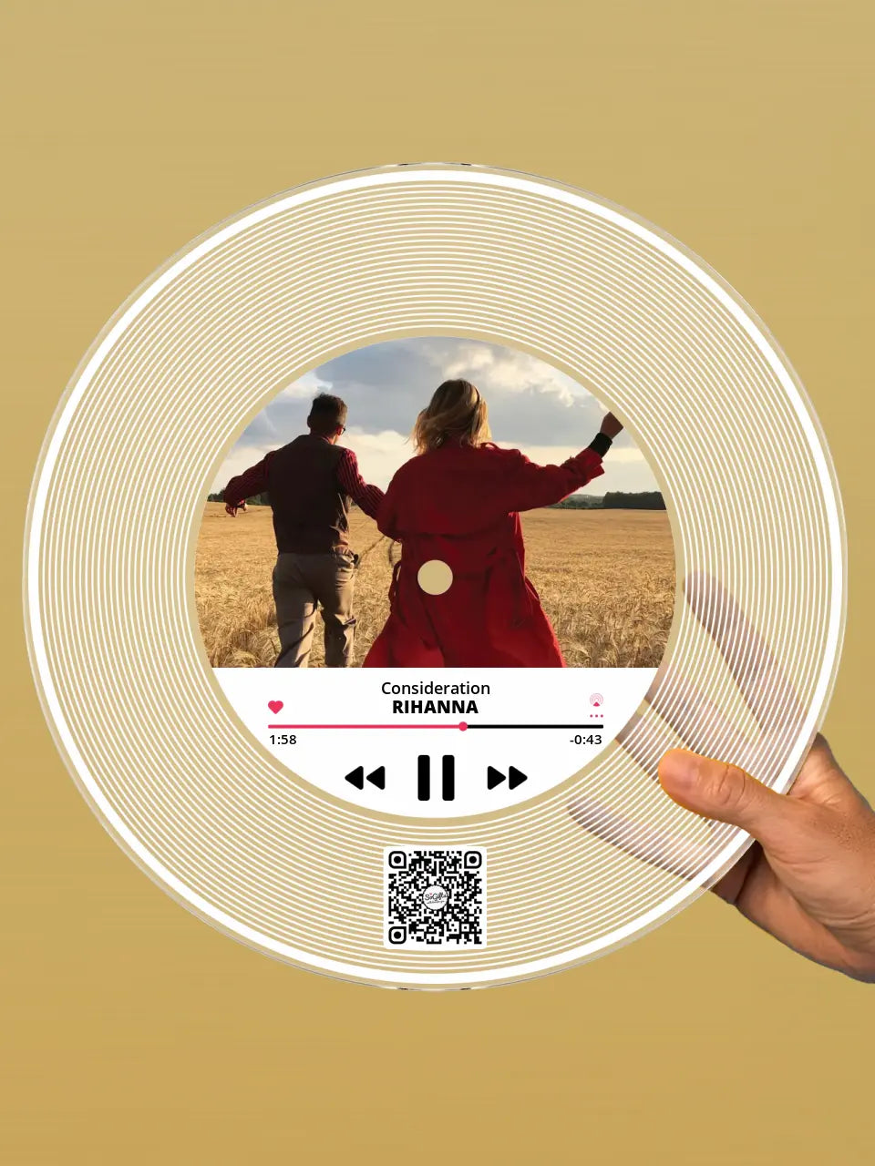 Personalizuota "Apple Music V2" Vinilinė plokštelė su jūsų nuotrauka permatomas organinis stiklas