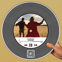 Personalizuota "Apple Music V2" Vinilinė plokštelė su jūsų nuotrauka juodas organinis stiklas TeeInBlue