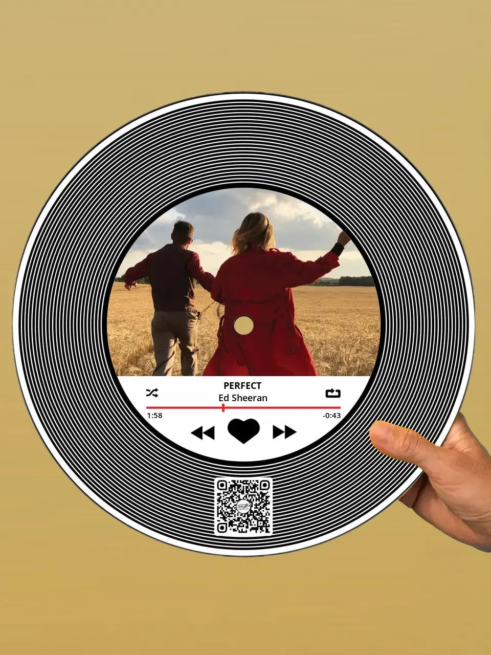 Personalizuota "SoPlayer V2" Vinilinė plokštelė su jūsų nuotrauka juodas organinis stiklas TeeInBlue