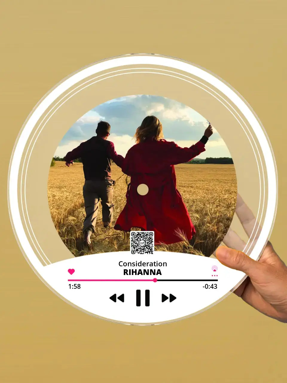 Personalizuota "Apple Music V1" Vinilinė plokštelė su jūsų nuotrauka permatomas organinis stiklas TeeInBlue