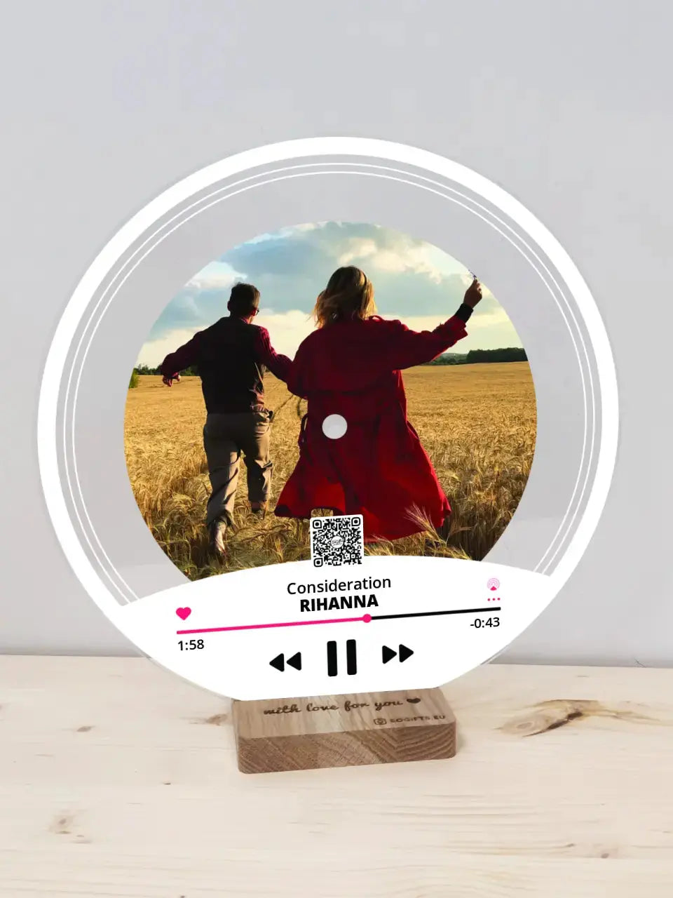 Personalizuota "Apple Music V1" Vinilinė plokštelė su jūsų nuotrauka permatomas organinis stiklas TeeInBlue