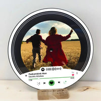 Personalizuota "Spotify V1" Vinilinė plokštelė su jūsų nuotrauka juodas organinis stiklas TeeInBlue