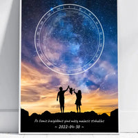 Personalizuotas žvaigždžių žemėlapis, plakatas su rėmeliu, su šeimos pasirinktu siluetu  Poster -  dovanokis.lt