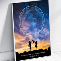 Personalizuotas žvaigždžių žemėlapis, plakatas su rėmeliu, su šeimos pasirinktu siluetu  Poster -  dovanokis.lt