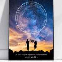 Personalizuotas žvaigždžių žemėlapis, plakatas su rėmeliu, su šeimos pasirinktu siluetu  Poster -  dovanokis.lt