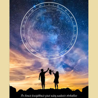 Personalizuotas žvaigždžių žemėlapis, plakatas su rėmeliu, su šeimos pasirinktu siluetu  Poster -  dovanokis.lt