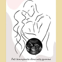 Personalizuota nėščiųjų echoskopijos tyrimo nuotraką, plakatas su rėmeliu ir linijine iliustracija  Poster -  dovanokis.lt