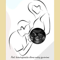 Personalizuota nėščiųjų echoskopijos tyrimo nuotraką, plakatas su rėmeliu ir linijine iliustracija  Poster -  dovanokis.lt