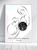 Personalizuota nėščiųjų echoskopijos tyrimo nuotraką, plakatas su rėmeliu ir linijine iliustracija