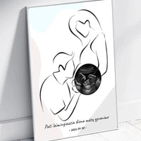 Personalizuota nėščiųjų echoskopijos tyrimo nuotraką, plakatas su rėmeliu ir linijine iliustracija  Poster -  dovanokis.lt