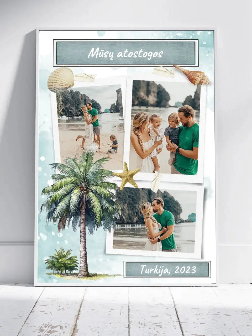 Personalizuotas mūsų šeimos atostogos plakatas su rėmeliu  Poster -  dovanokis.lt
