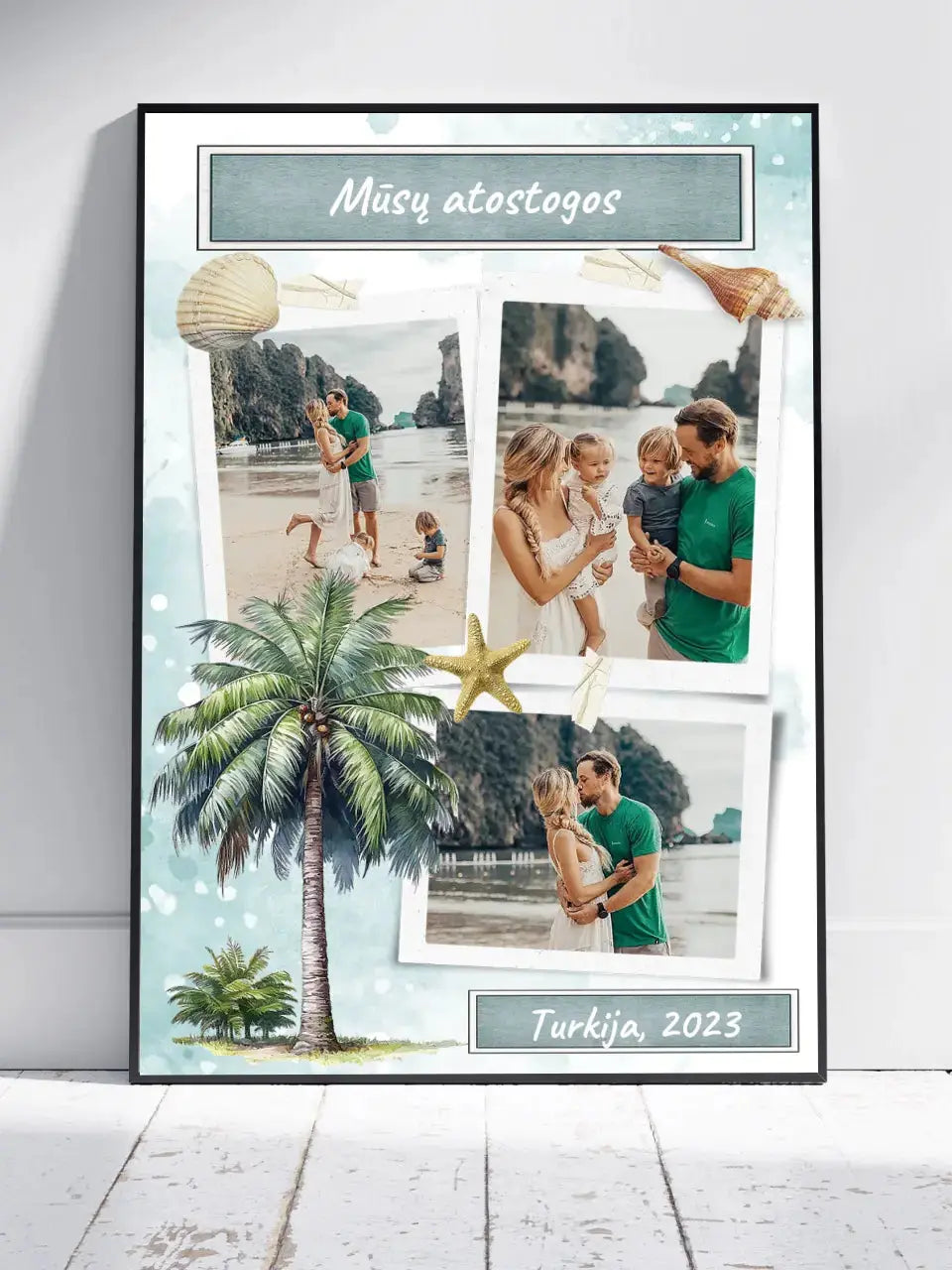 Personalizuotas mūsų šeimos atostogos plakatas su rėmeliu  Poster -  dovanokis.lt