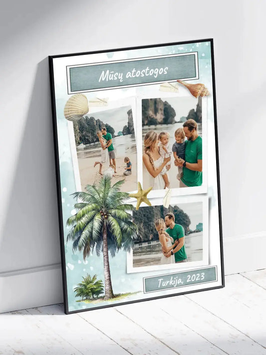 Personalizuotas mūsų šeimos atostogos plakatas su rėmeliu  Poster -  dovanokis.lt