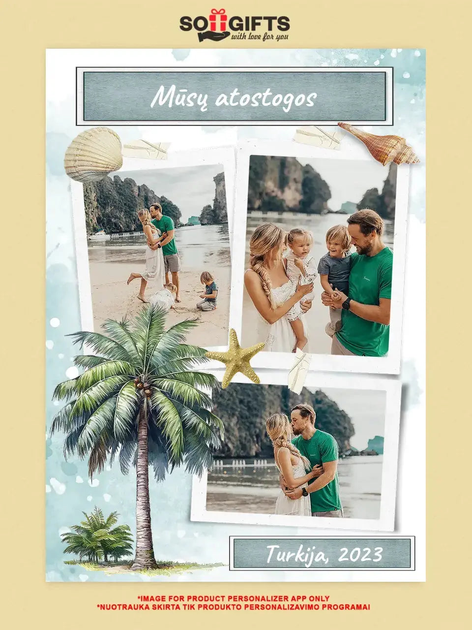 Personalizuotas mūsų šeimos atostogos plakatas su rėmeliu  Poster -  dovanokis.lt