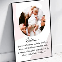 Personalizuotas šeimos plakatas su rėmeliu, su jūsų nuotrauka  Poster -  dovanokis.lt