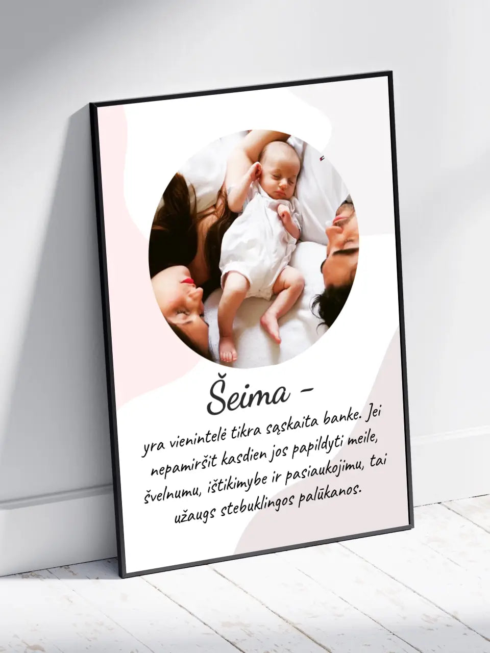 Personalizuotas šeimos plakatas su rėmeliu, su jūsų nuotrauka