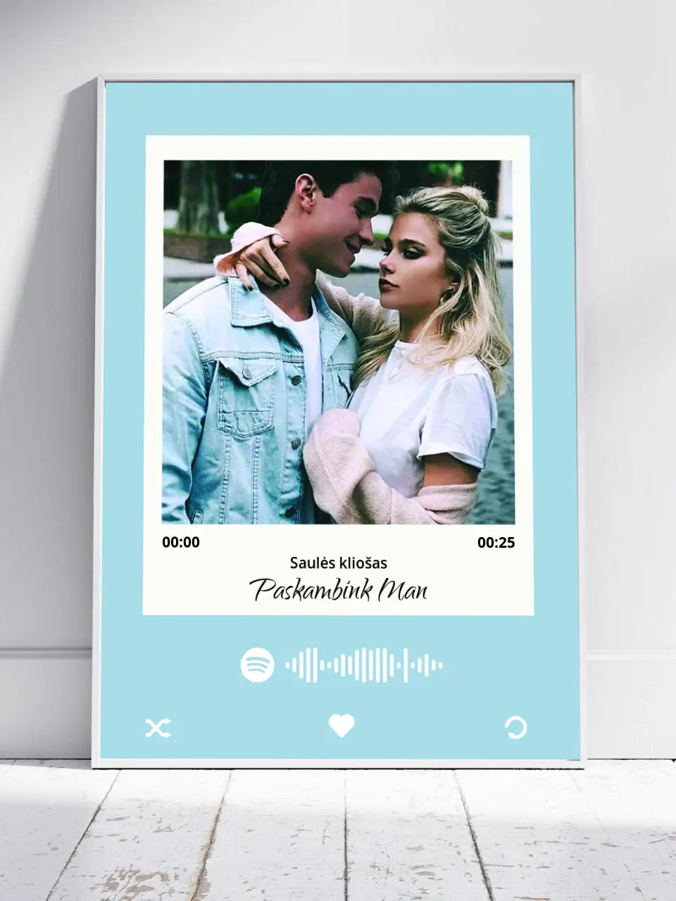 Personalizuotas Spotify muzikos grotuvo plakatas su jūsų daina ir spotify kodu