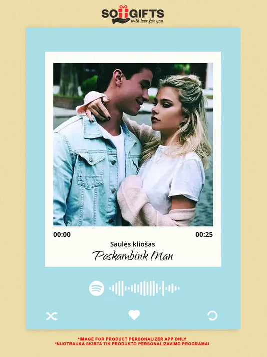 Personalizuotas Spotify muzikos grotuvo plakatas su jūsų daina ir spotify kodu  Poster -  dovanokis.lt