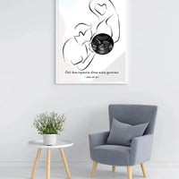 Personalizuota nėščiųjų echoskopijos tyrimo nuotraką, plakatas su rėmeliu ir linijine iliustracija  Poster -  dovanokis.lt