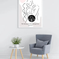 Personalizuota nėščiųjų echoskopijos tyrimo nuotraką, plakatas su rėmeliu ir linijine iliustracija  Poster -  dovanokis.lt