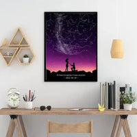Personalizuotas viso spektro žvaigždžių žemėlapis, plakatas su rėmeliu, su santuokos silueto pasirinkimu  Poster -  dovanokis.lt