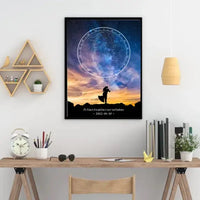 Personalizuotas žvaigždžių žemėlapis, plakatas su rėmeliu, su vestuvių dienos pasirinktu siluetu  Poster -  dovanokis.lt