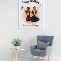 Personalizuota gimtadienio merginos iliustraciją, plakatas su rėmeliu  Poster -  dovanokis.lt