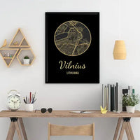 Personalizuotas auksinis, sidabrinis, bronzinis plakatas su jūsų buvimo vieta  Poster -  dovanokis.lt