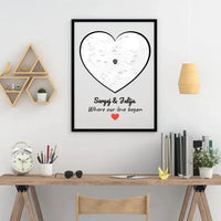 Personalizuotas Meilės žemėlapio plakatas su jūsų buvimo vieta  Poster -  dovanokis.lt