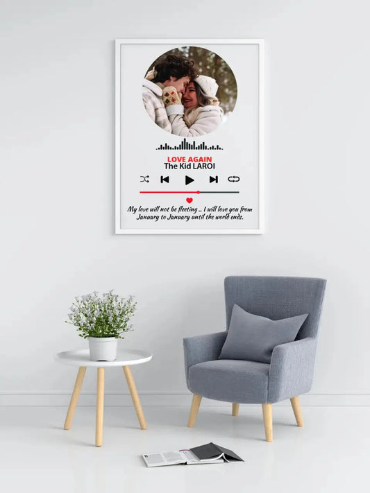 Personalizuotas muzikos grotuvo plakatas su jūsų nuotrauka ir tekstu  Poster -  dovanokis.lt