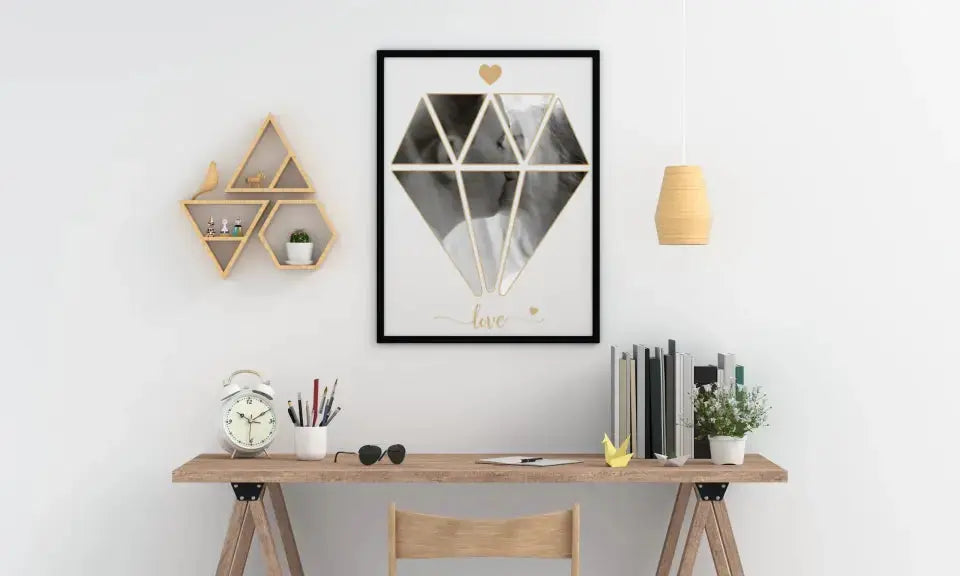 Personalizuotas Deimanto formos Meilės plakatas su jūsų nuotrauka  Poster -  dovanokis.lt