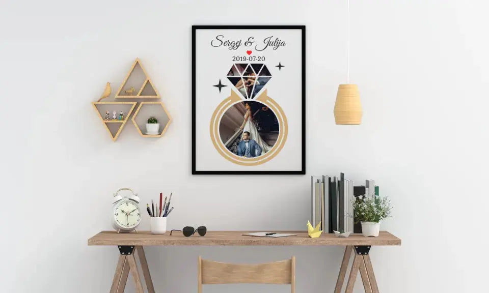 Personalizuotas deimanto formos vestuvių plakatas su Jūsų nuotraukomis  Poster -  dovanokis.lt