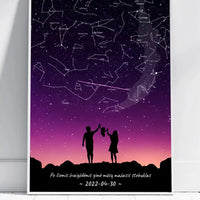 Personalizuotas viso spektro žvaigždžių žemėlapis, plakatas su rėmeliu, su Šeimos pasirinktu siluetu  Poster -  dovanokis.lt
