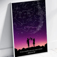 Personalizuotas viso spektro žvaigždžių žemėlapis, plakatas su rėmeliu, su Šeimos pasirinktu siluetu  Poster -  dovanokis.lt