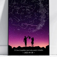Personalizuotas viso spektro žvaigždžių žemėlapis, plakatas su rėmeliu, su Šeimos pasirinktu siluetu  Poster -  dovanokis.lt