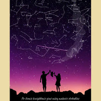 Personalizuotas viso spektro žvaigždžių žemėlapis, plakatas su rėmeliu, su Šeimos pasirinktu siluetu  Poster -  dovanokis.lt