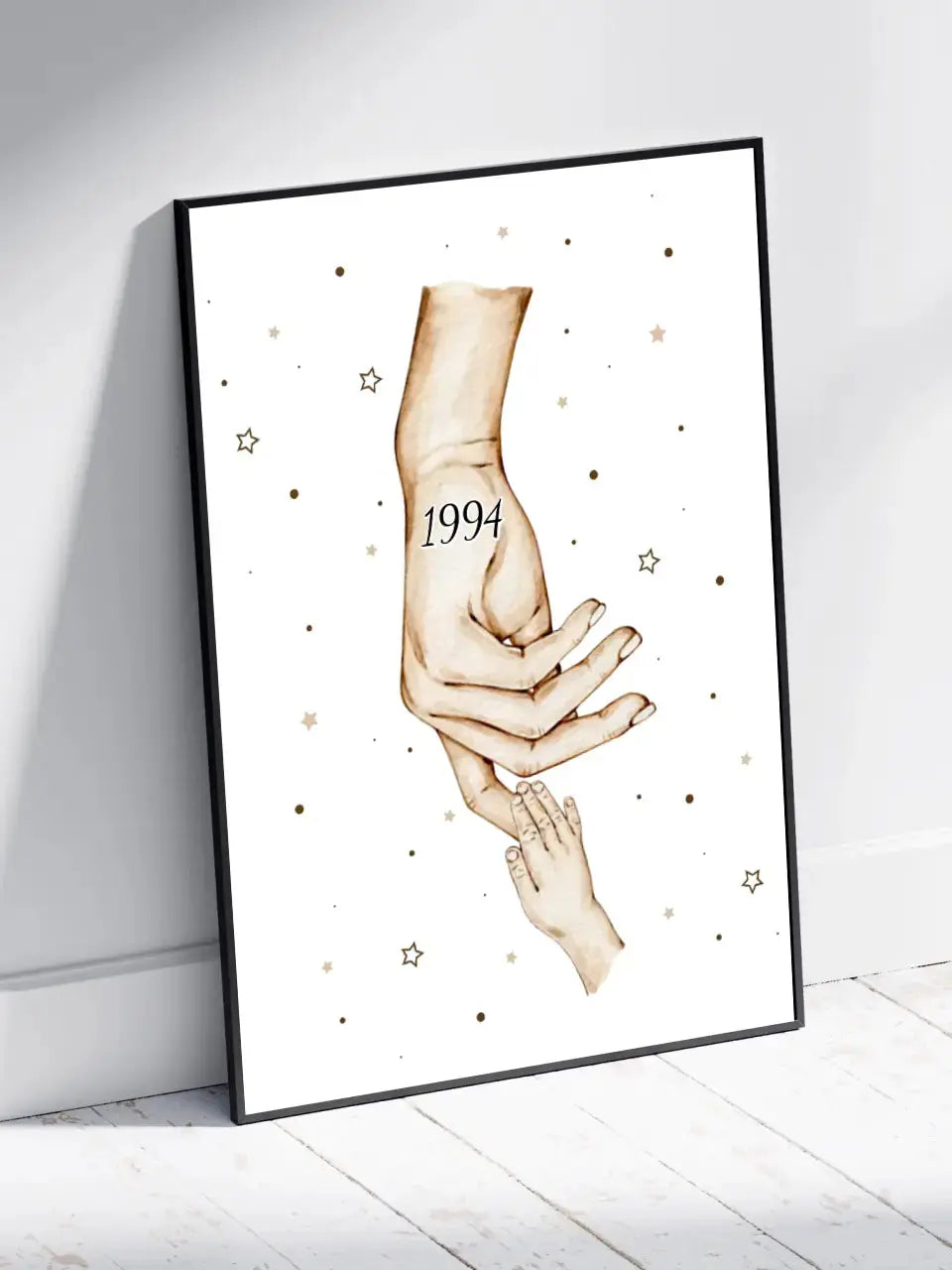 Personalizuotas Mama ir 1-4 vaikai susikibę už rankų plakatas iliustracija, plakatas su rėmeliu, Motinos Rankos, Naujagimio Plakatas, Menas, Laikydami rankas, Šeimos rankos  Poster -  dovanokis.lt