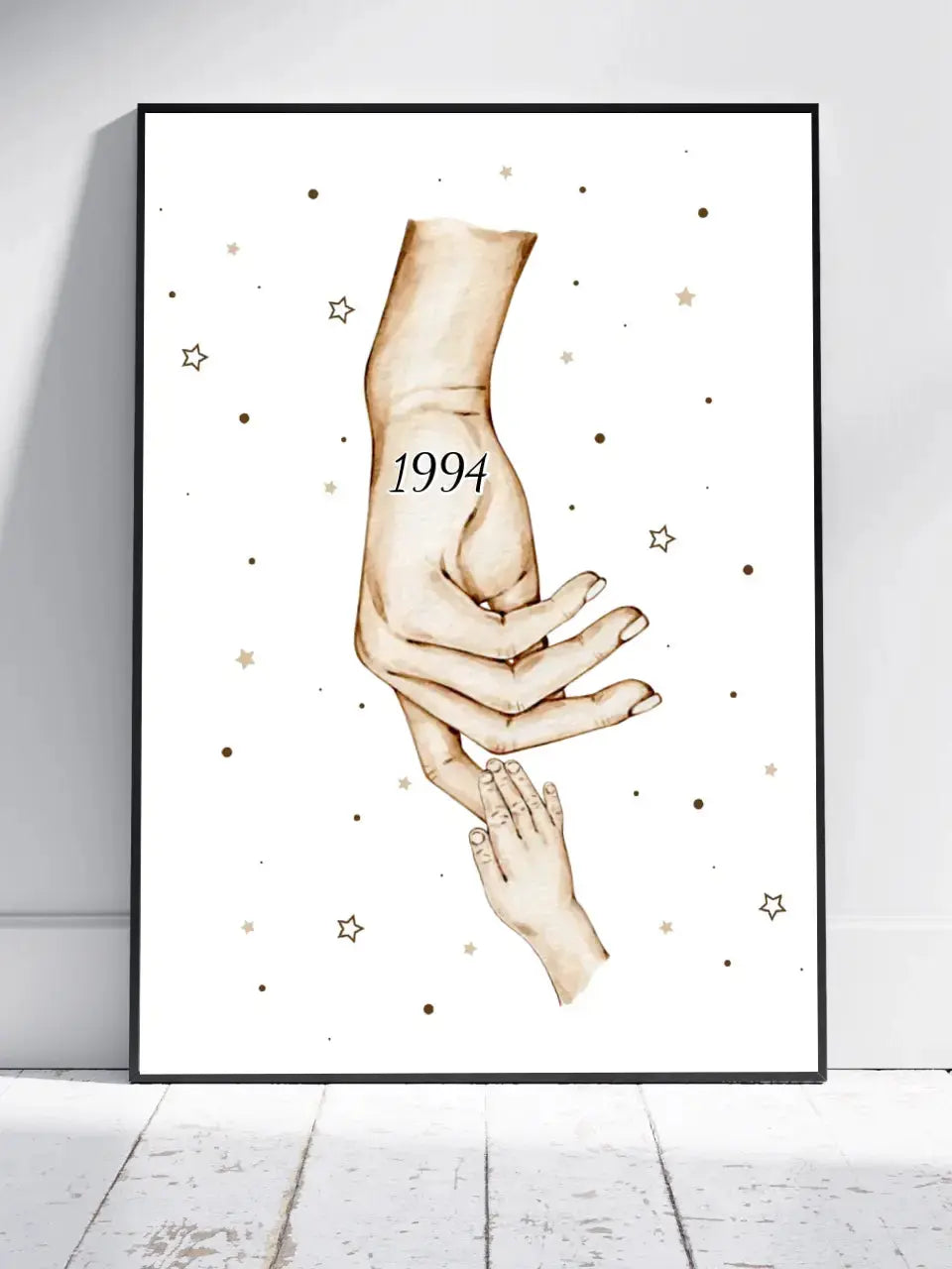 Personalizuotas Mama ir 1-4 vaikai susikibę už rankų plakatas iliustracija, plakatas su rėmeliu, Motinos Rankos, Naujagimio Plakatas, Menas, Laikydami rankas, Šeimos rankos  Poster -  dovanokis.lt