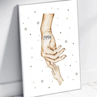 Personalizuotas Mama ir 1-4 vaikai susikibę už rankų plakatas iliustracija, plakatas su rėmeliu, Motinos Rankos, Naujagimio Plakatas, Menas, Laikydami rankas, Šeimos rankos  Poster -  dovanokis.lt