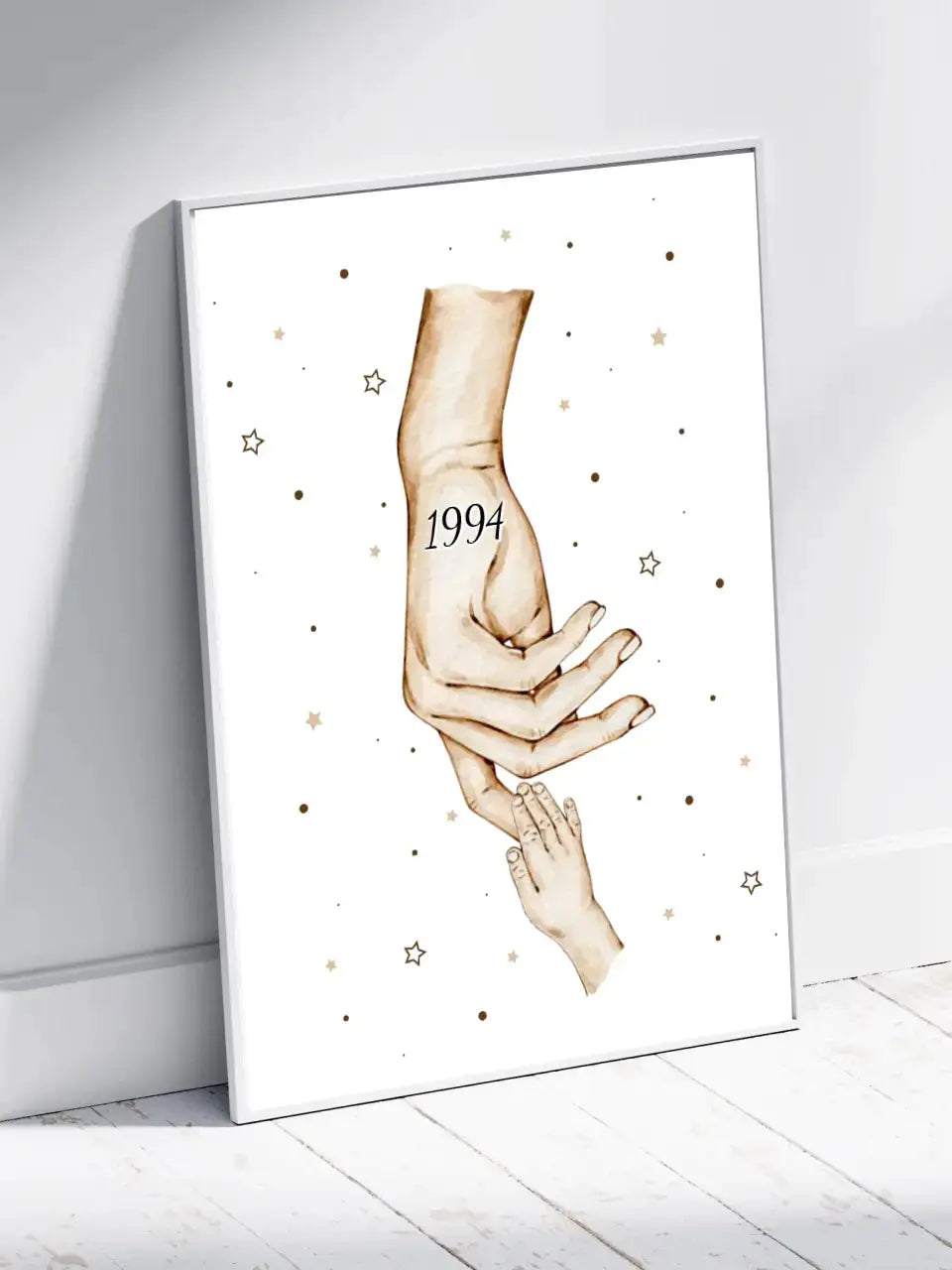 Personalizuotas Mama ir 1-4 vaikai susikibę už rankų plakatas iliustracija, plakatas su rėmeliu, Motinos Rankos, Naujagimio Plakatas, Menas, Laikydami rankas, Šeimos rankos  Poster -  dovanokis.lt