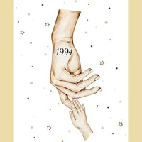 Personalizuotas Mama ir 1-4 vaikai susikibę už rankų plakatas iliustracija, plakatas su rėmeliu, Motinos Rankos, Naujagimio Plakatas, Menas, Laikydami rankas, Šeimos rankos  Poster -  dovanokis.lt